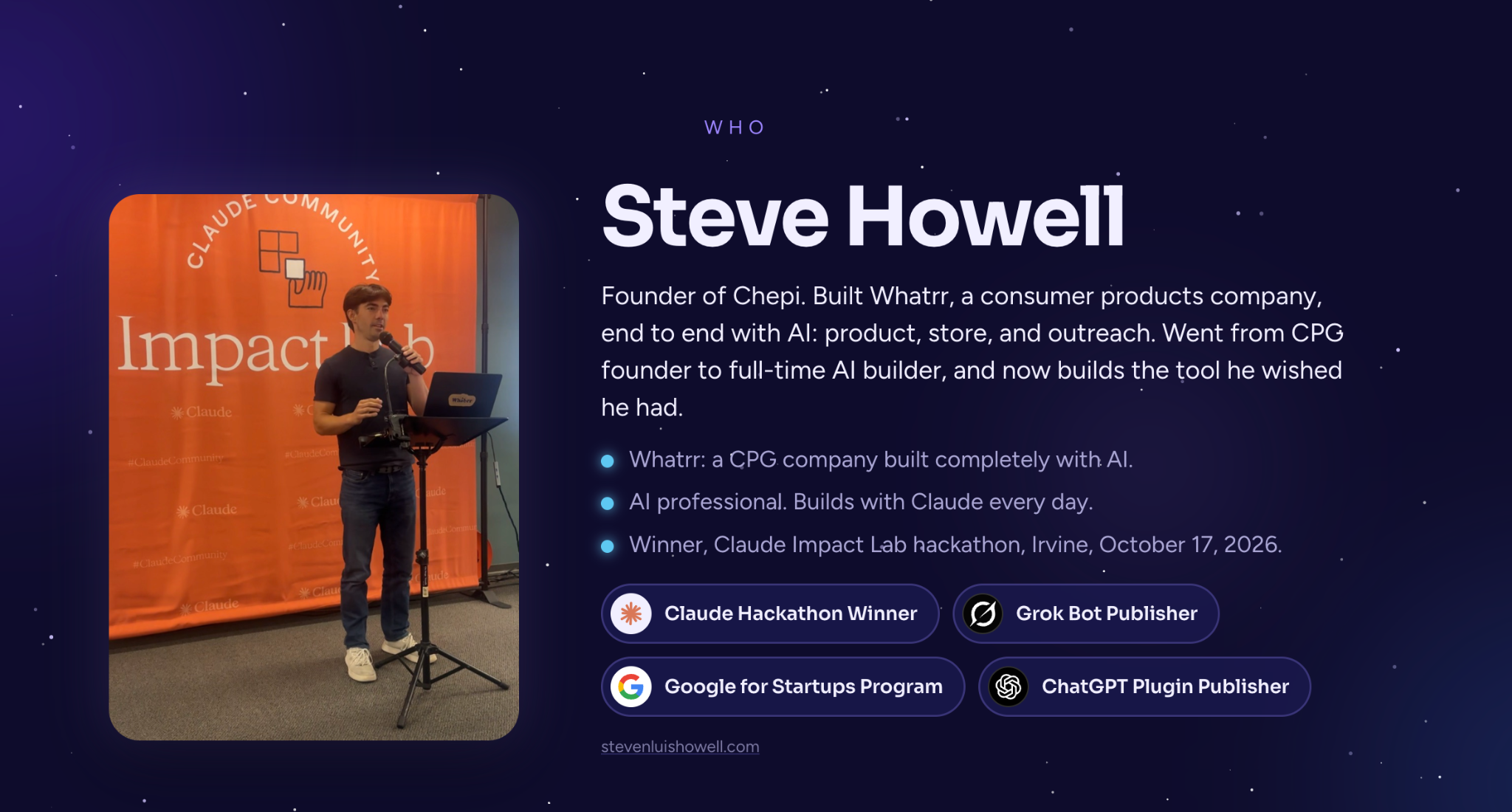 Steven Luis Howell speaking at Claude Impact Lab